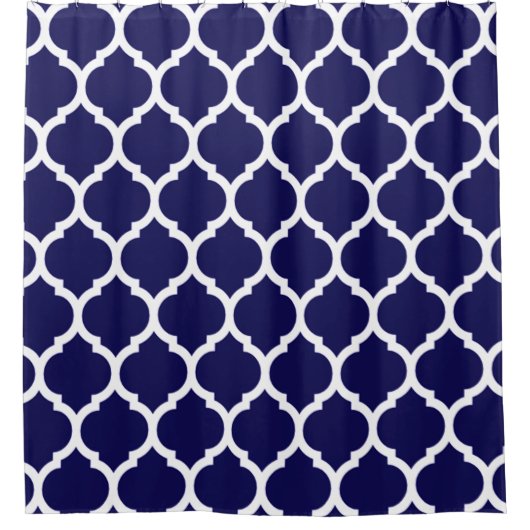 Vibrant Navy Blue Moroccan Quatrefoil Pattern Douchegordijn (Voorkant)