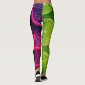 Vibrant Neon Citrus Lime & Lemon Slices Wrap Leggings (Achterkant)