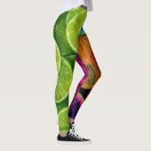 Vibrant Neon Citrus Lime & Lemon Slices Wrap Leggings (Rechts)