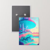 Vibrant Neon Coral Garden Button (Voorkant / Achterkant)