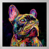 "Vibrant Neon Frenchie Pop Art Portrait" Poster (Voorkant)