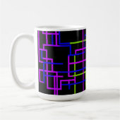 Vibrant Neon Grid Koffiemok (Links)