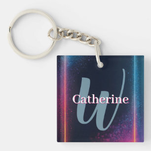 Vibrant Neon Light Lijst met aangepaste naam Sleutelhanger