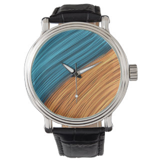 Vibrant Neon Light Strands of Blue and Orange Horloge