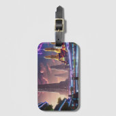 Vibrant Neon Lights van Cyberpunk Bangkok Bagagelabel (Voorkant (verticaal))