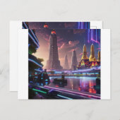 Vibrant Neon Lights van Cyberpunk Bangkok Briefkaart (Voorkant / Achterkant)