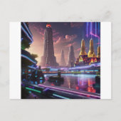 Vibrant Neon Lights van Cyberpunk Bangkok Briefkaart (Voorkant)