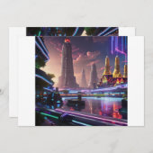 Vibrant Neon Lights van Cyberpunk Bangkok Kaart (Voorkant / Achterkant)