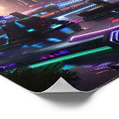 Vibrant Neon Lights van Cyberpunk Bangkok Poster (Hoek)