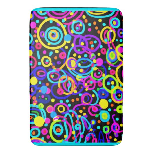 Vibrant Neon Pattern Art Design Badmat (Voorkant Verticaal)