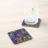 Vibrant Neon Pattern Art Design Bier Onderzetter (Rechterzijde)