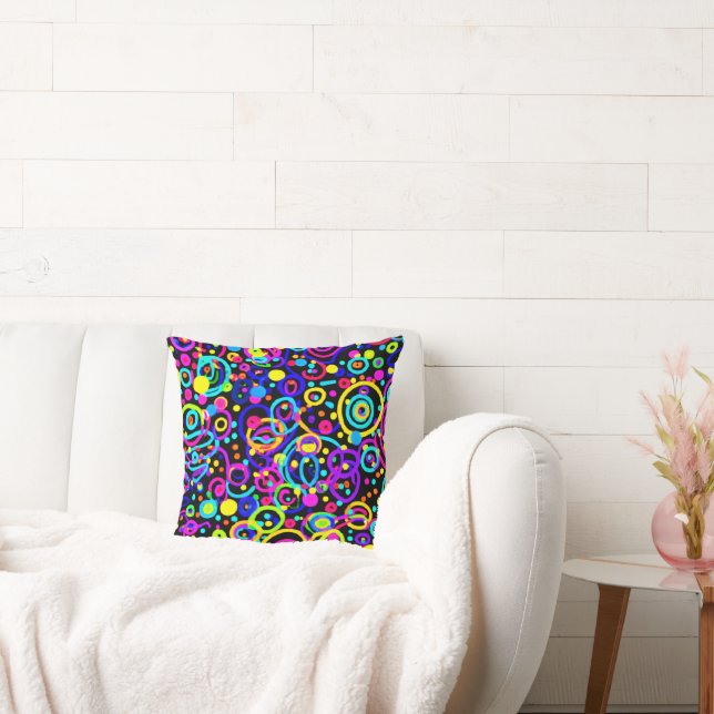 Vibrant Neon Pattern Art Design Kussen (Bank)
