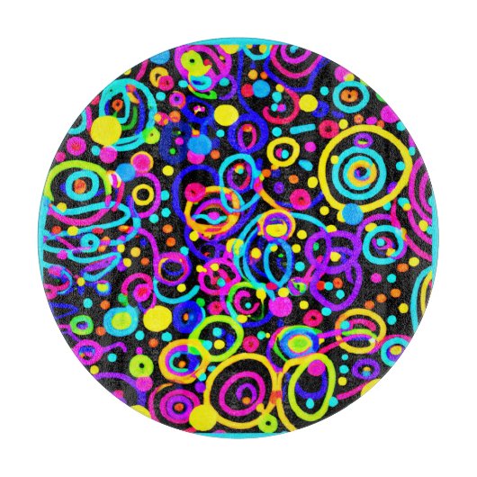 Vibrant Neon Pattern Art Design Snijplank (Voorkant)