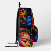 Vibrant Neon Portrait – Abstracte expressionistisc Bedrukte Rugzak (Links)