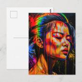 Vibrant Neon Portrait – Abstracte expressionistisc Briefkaart (Voorkant / Achterkant)
