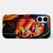 Vibrant Neon Portrait – Abstracte expressionistisc Case-Mate iPhone Case (Achterkant (horizontaal))