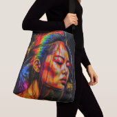 Vibrant Neon Portrait – Abstracte expressionistisc Crossbody Tas (Dichtbij)