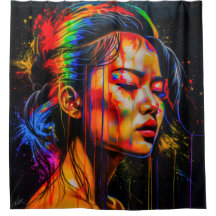 Vibrant Neon Portrait – Abstracte expressionistisc