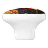 Vibrant Neon Portrait – Abstracte expressionistisc Keramische Knop (Zijkant)