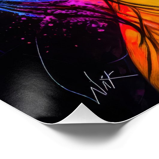 Vibrant Neon Portrait – Abstracte expressionistisc Perfect Poster (Hoek)