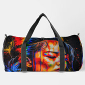 Vibrant Neon Portrait – Abstracte expressionistisc Plunjezak (Achterkant)