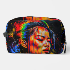 Vibrant Neon Portrait – Abstracte expressionistisc Toilettasje