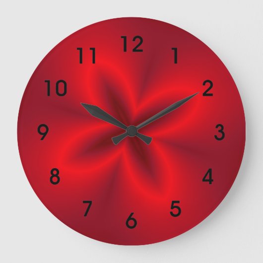 Vibrant Neon Red Flower Grote Klok (Voorkant)