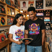 Vibrant Neon Rock 'n' Roll Jukebox Tri-Blend Shirt