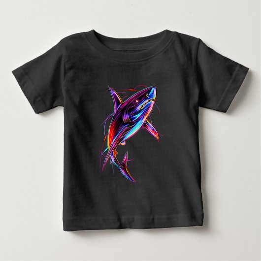 Vibrant Neon Shark Modern Digital Ocean (Voorkant)