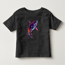 Vibrant Neon Shark Modern Digital Ocean Kinder Shirts