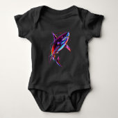 Vibrant Neon Shark Modern Digital Ocean Romper (Voorkant)