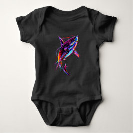 Vibrant Neon Shark Modern Digital Ocean Romper