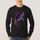 Vibrant Neon Shark Modern Digital Ocean T-shirt (Voorkant)