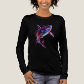 Vibrant Neon Shark Modern Digital Ocean Tri-Blend Shirt (Voorkant)