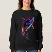 Vibrant Neon Shark Modern Digital Ocean Trui (Voorkant)