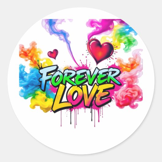 Vibrant Neon Smoke Graffiti Ronde Sticker (Voorkant)