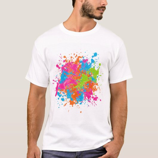 Vibrant Neon Splash Abstracte kunst T-shirt (Voorkant)
