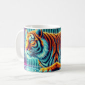 Vibrant Neon Tiger Mok: Perfect voor Bold Souls Koffiemok (Voorkant links)