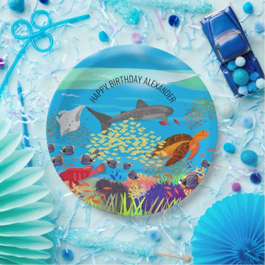 Vibrant ningaloo koraalrif geïnspireerd papieren bordje (Feest)