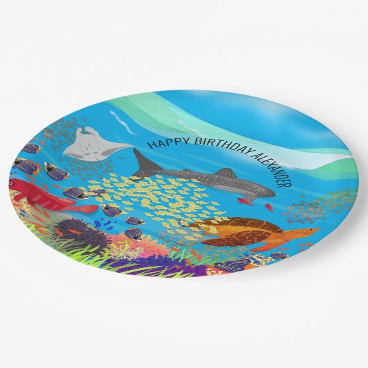 Vibrant ningaloo koraalrif geïnspireerd papieren bordje (Gekanteld)