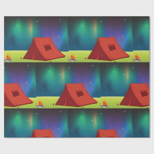 Vibrant Northern Lights Camping Tent Night Cadeaupapier (Vlak)