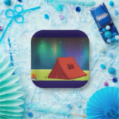 Vibrant Northern Lights Camping Tent Night Papieren Bordje (Feest)