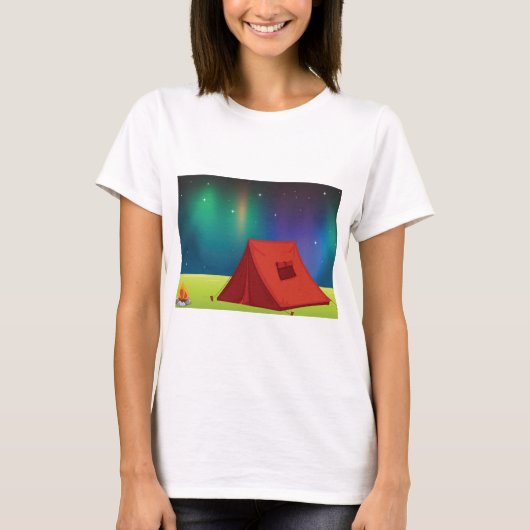 Vibrant Northern Lights Camping Tent Night T-shirt (Voorkant)
