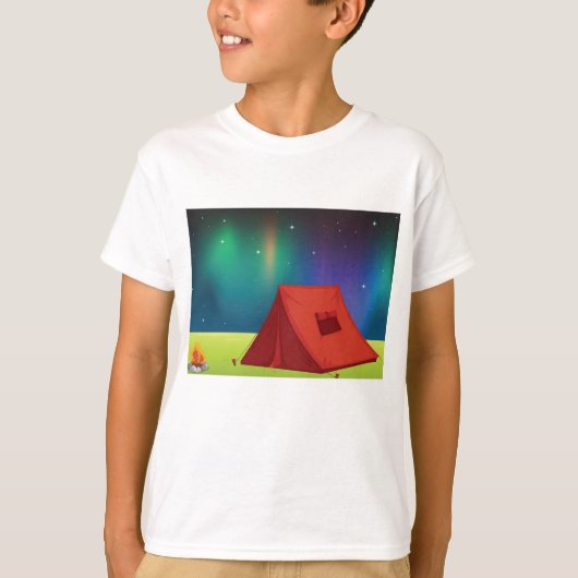 Vibrant Northern Lights Camping Tent Night T-shirt (Voorkant)
