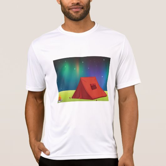 Vibrant Northern Lights Camping Tent Night T-shirt (Voorkant)