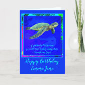 Vibrant Ocean Blue Zee Turtle Happy Birthday Kaart (Voorkant)