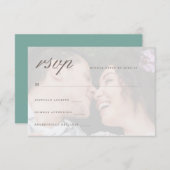 Vibrant Ocean Green Photo Wedding Rsvp (Voorkant / Achterkant)