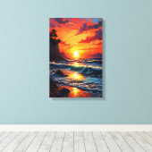 Vibrant Ocean Sunset - Kustkunst Canvas Afdruk (Insitu (Houten vloer))