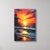 Vibrant Ocean Sunset - Kustkunst Canvas Afdruk (Voorkant)