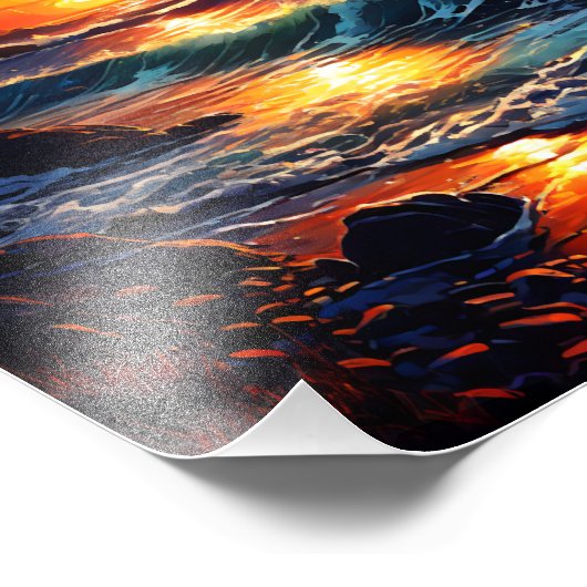 Vibrant Ocean Sunset - Kustkunst Foto Afdruk (Hoek)